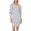 Anna-Kaci Women's Fitted Knit Mini Dress with Boat Neckline and Puff Long Sleeves