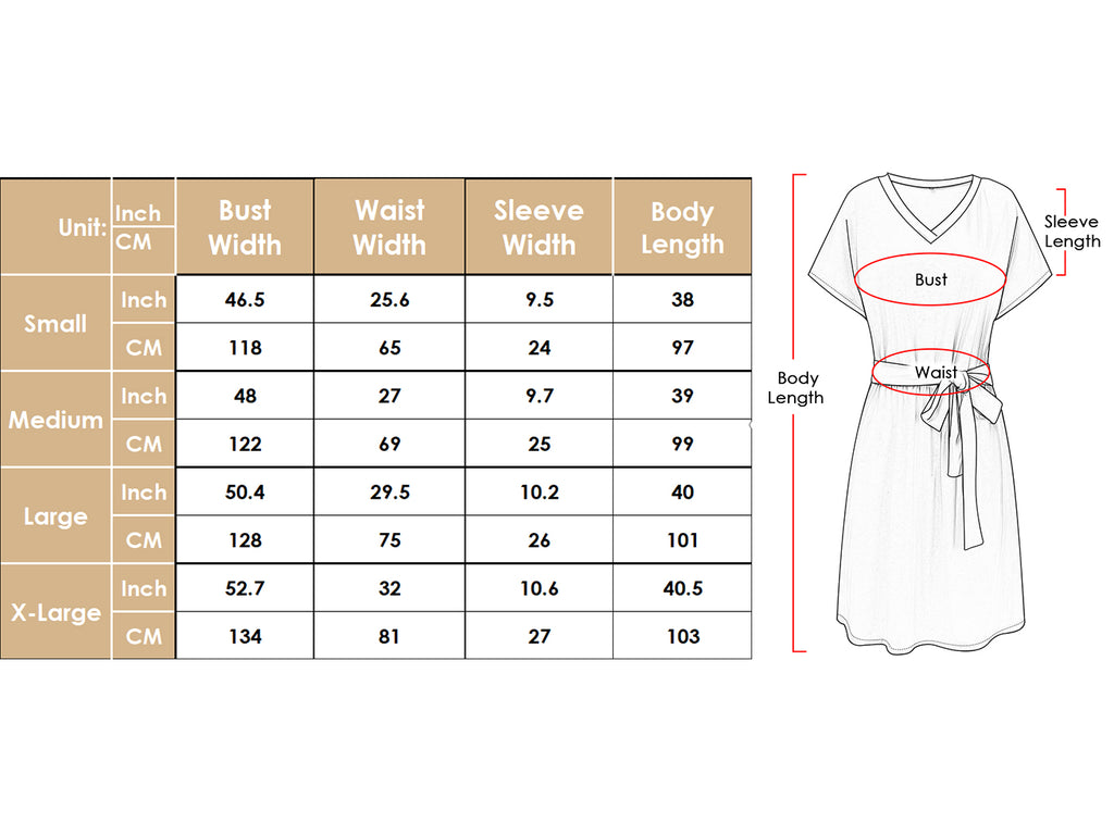 Vestido camisero de manga corta con escote en V y estampado liso de Anna-Kaci para mujer, informal, con cintura anudada
