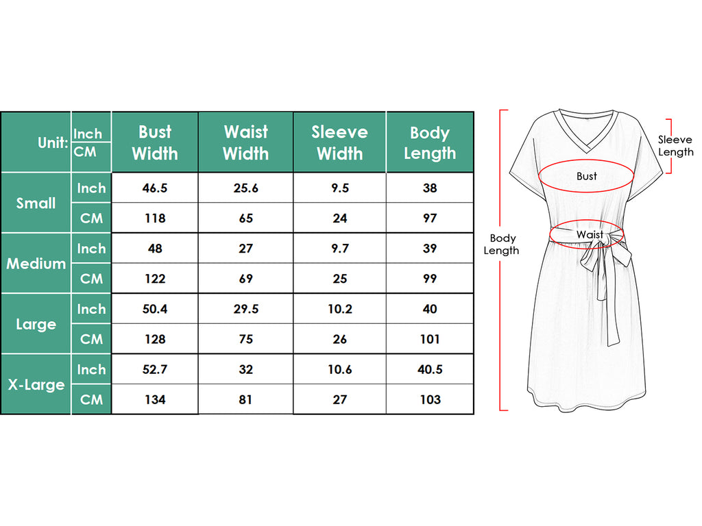 Vestido camisero de manga corta con escote en V y estampado liso de Anna-Kaci para mujer, informal, con cintura anudada