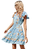 Vestido bohemio con mangas de mariposa