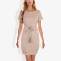 Vestido casual de manga corta para mujer Anna-Kaci con lazo en la cintura Diseño cómodo y versátil perfecto para uso diario y salidas informales