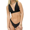 Anna-Kaci Swim Women's Plunge Neck Bikini Set with Wide Underband Top and High Cut Bottom