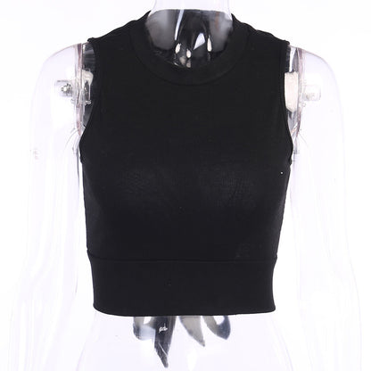 High Neck Open Back Ribbon Tie Cropped Tank