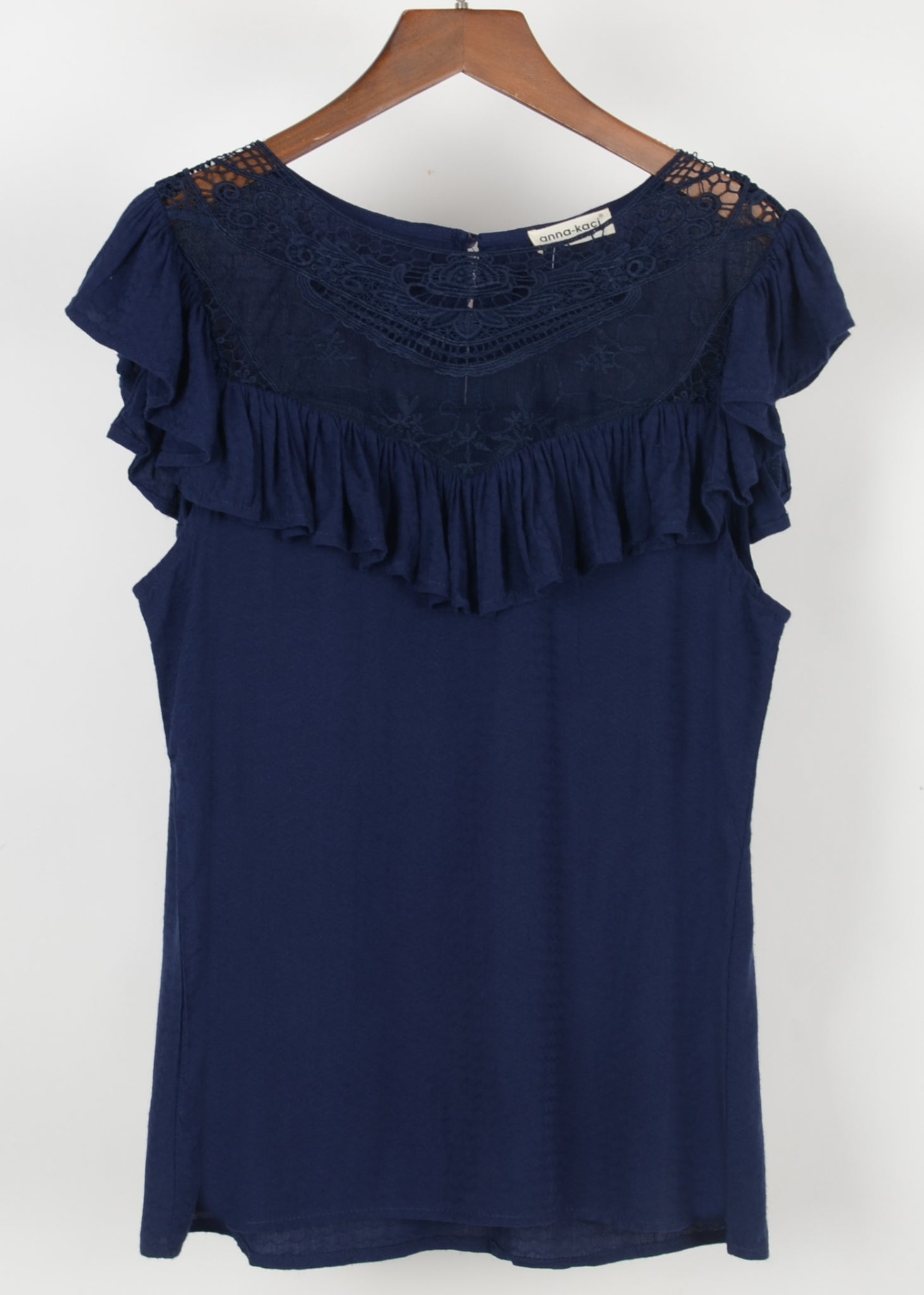 Lace Detail Ruffle Blouse