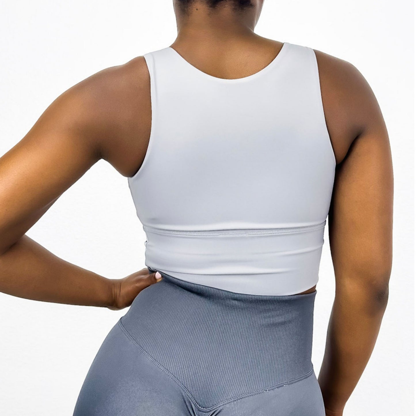 Anna-Kaci Active Women's High Neck Seamless Crop Tank Top with Wide Straps and Stretch Compression Fit