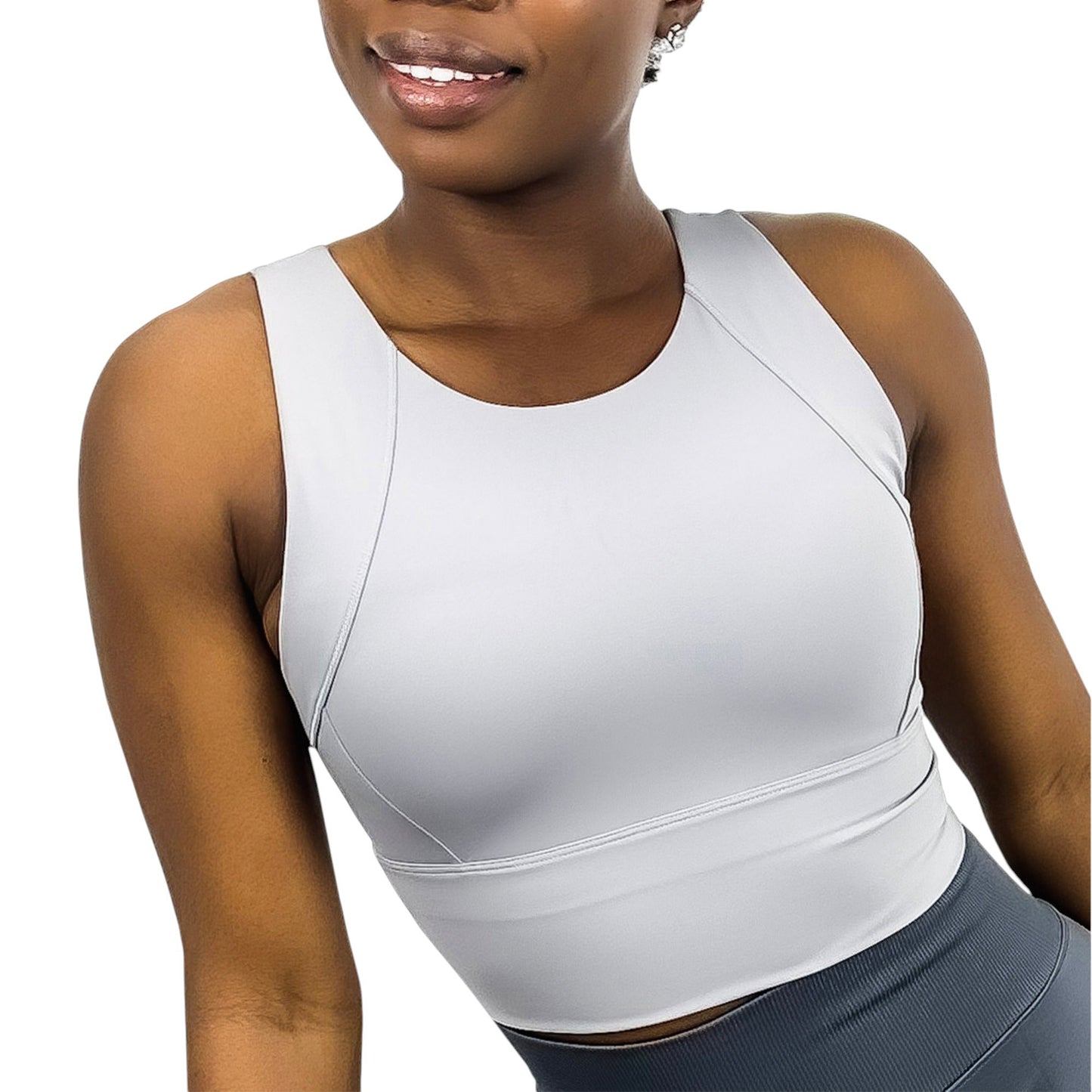 Anna-Kaci Active Women's High Neck Seamless Crop Tank Top with Wide Straps and Stretch Compression Fit