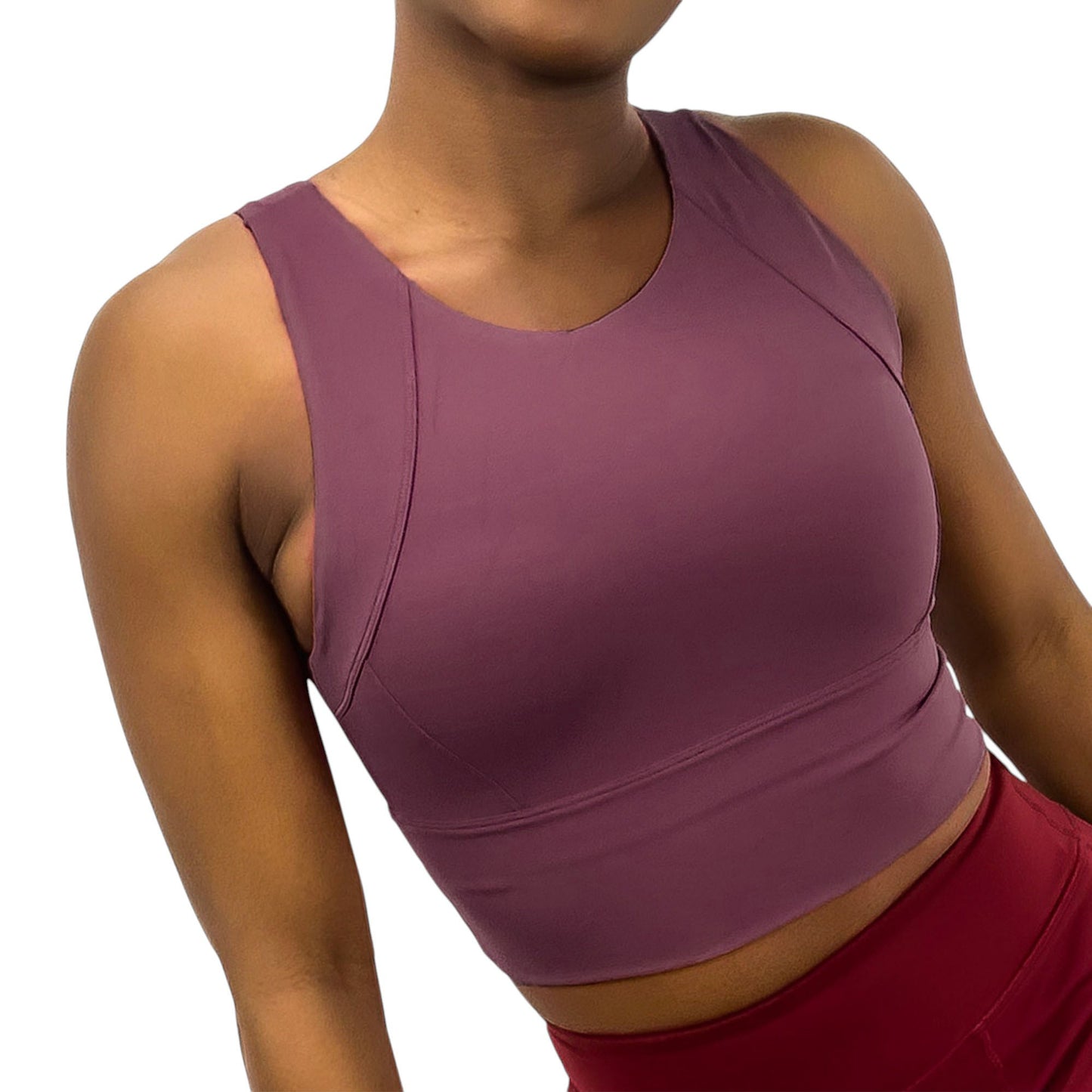 Anna-Kaci Active Women's High Neck Seamless Crop Tank Top with Wide Straps and Stretch Compression Fit