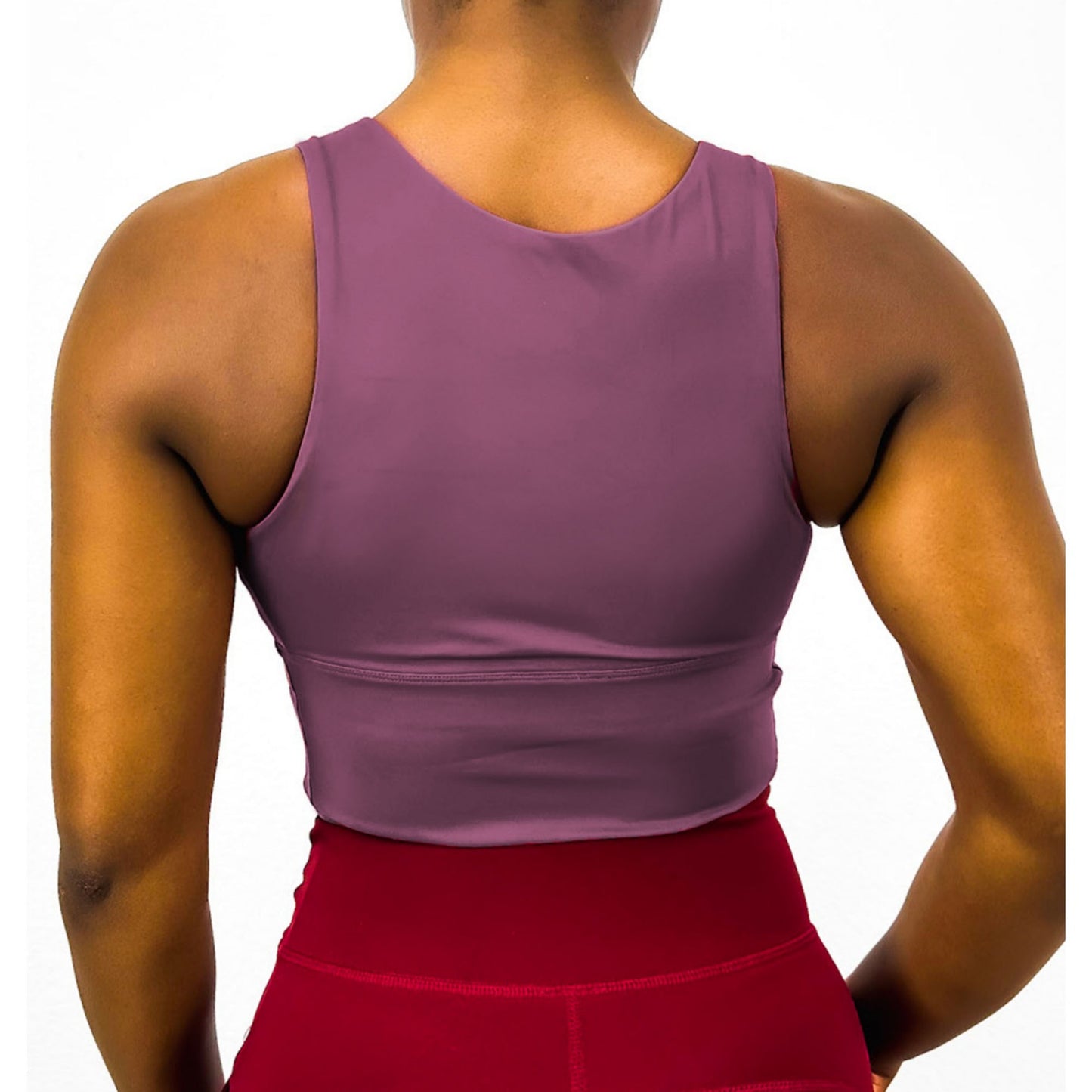 Anna-Kaci Active Women's High Neck Seamless Crop Tank Top with Wide Straps and Stretch Compression Fit