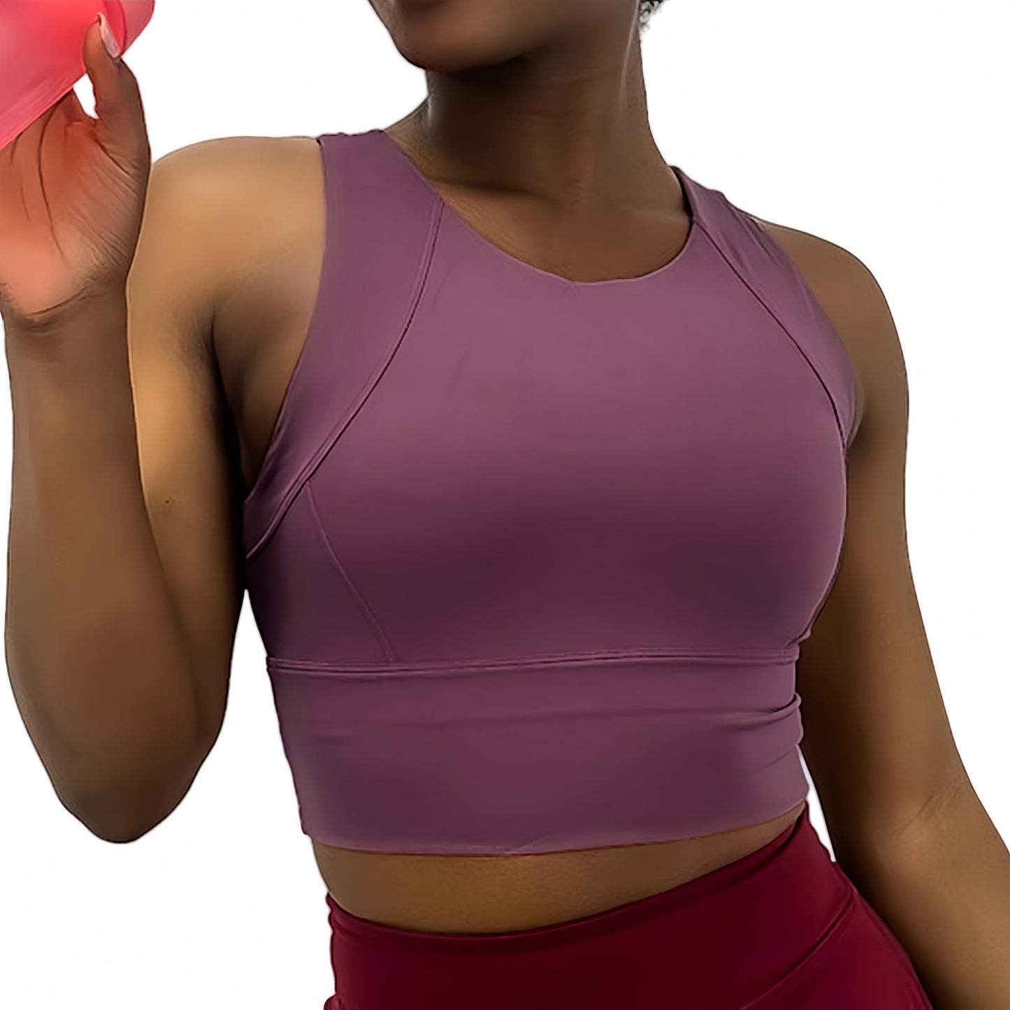 Anna-Kaci Active Women's High Neck Seamless Crop Tank Top with Wide Straps and Stretch Compression Fit