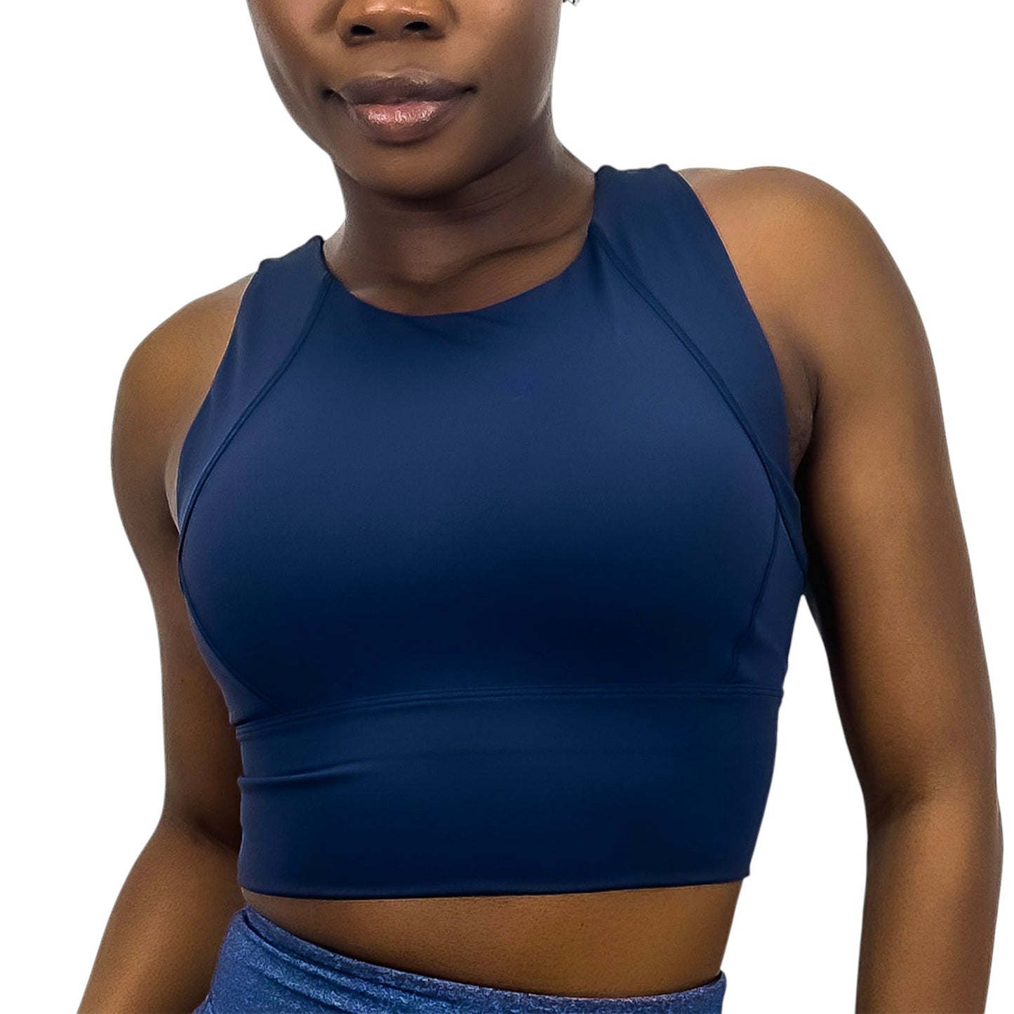 Anna-Kaci Active Women's High Neck Seamless Crop Tank Top with Wide Straps and Stretch Compression Fit