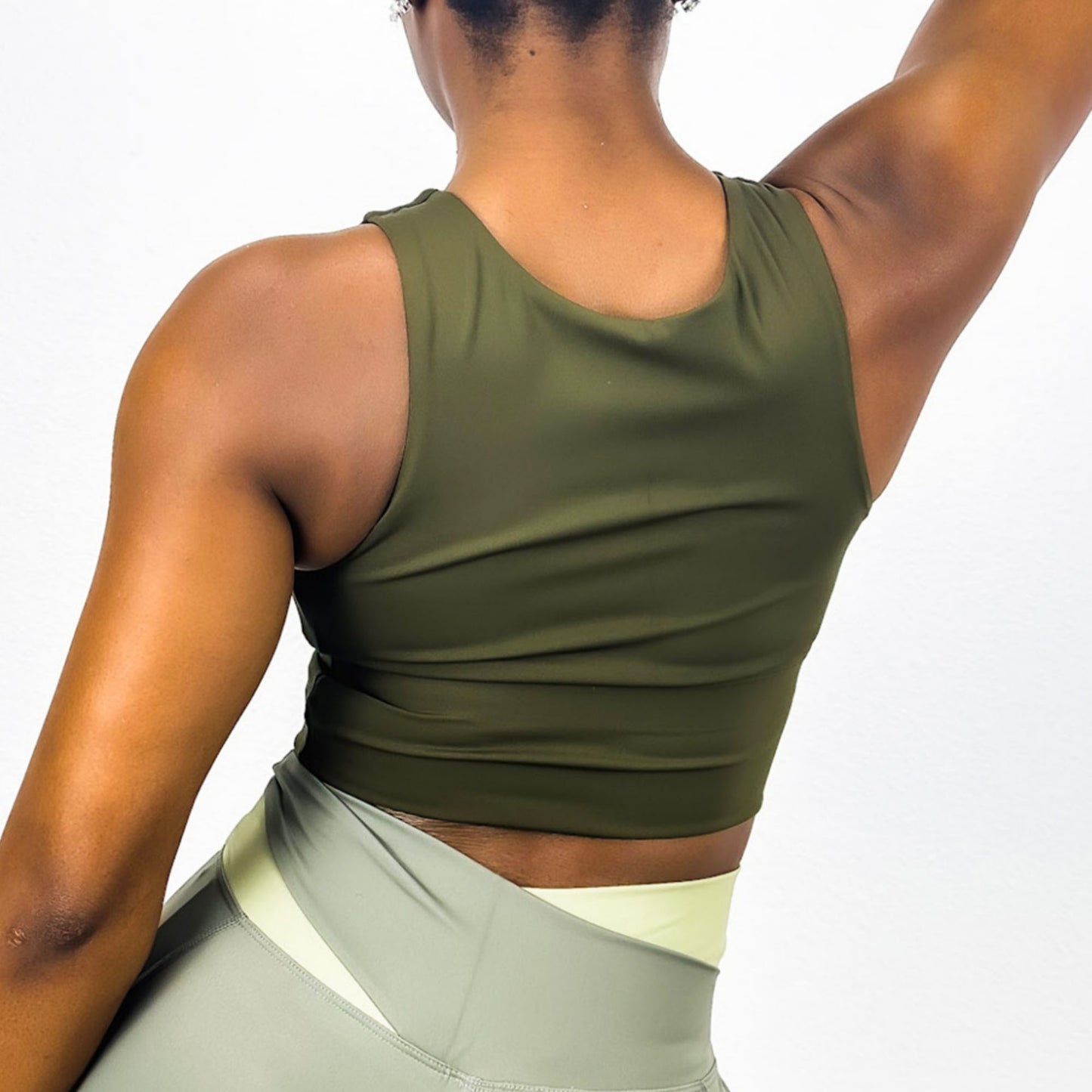 Anna-Kaci Active Women's High Neck Seamless Crop Tank Top with Wide Straps and Stretch Compression Fit