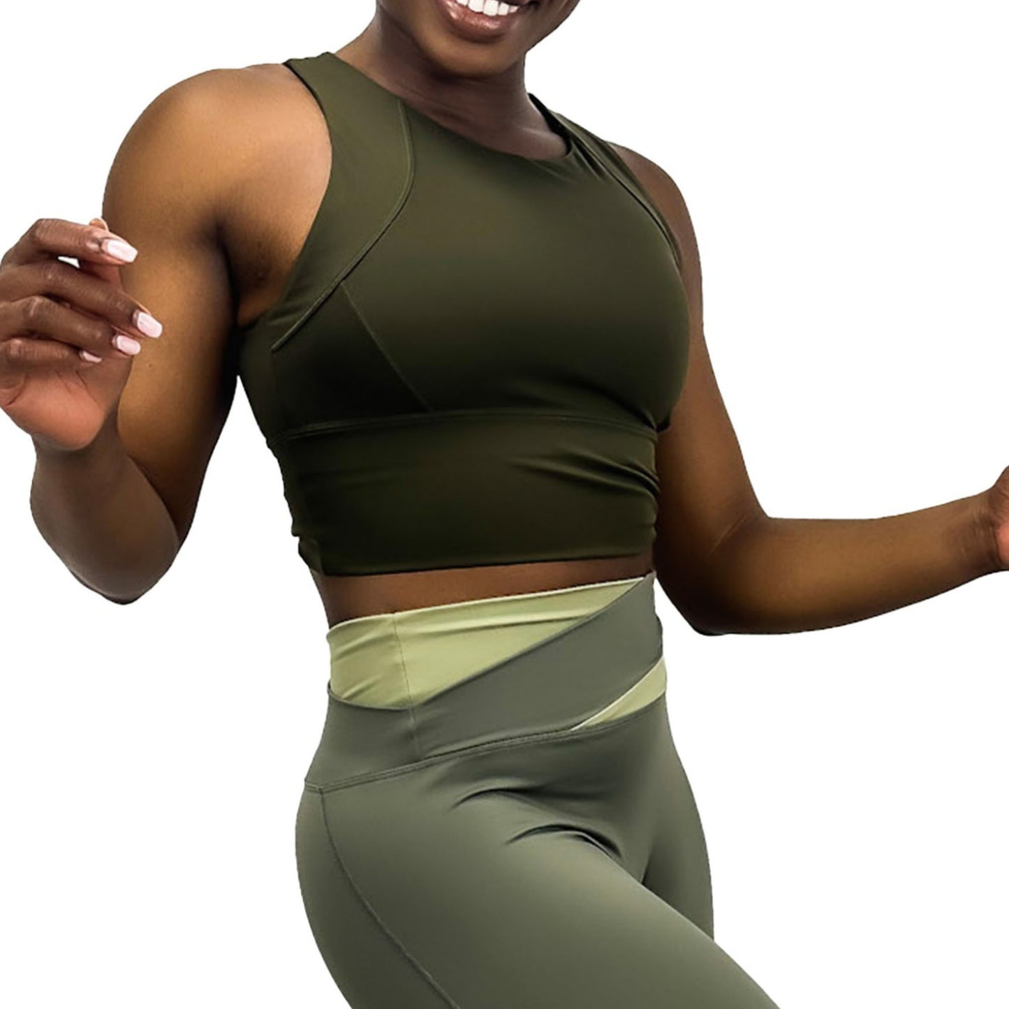 Anna-Kaci Active Women's High Neck Seamless Crop Tank Top with Wide Straps and Stretch Compression Fit