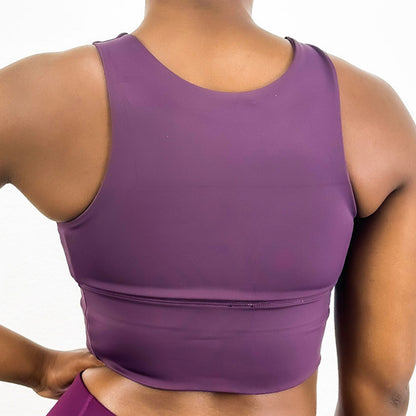 Anna-Kaci Active Women's High Neck Seamless Crop Tank Top with Wide Straps and Stretch Compression Fit