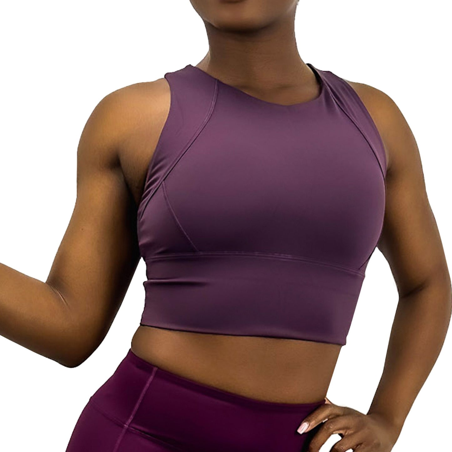 Anna-Kaci Active Women's High Neck Seamless Crop Tank Top with Wide Straps and Stretch Compression Fit