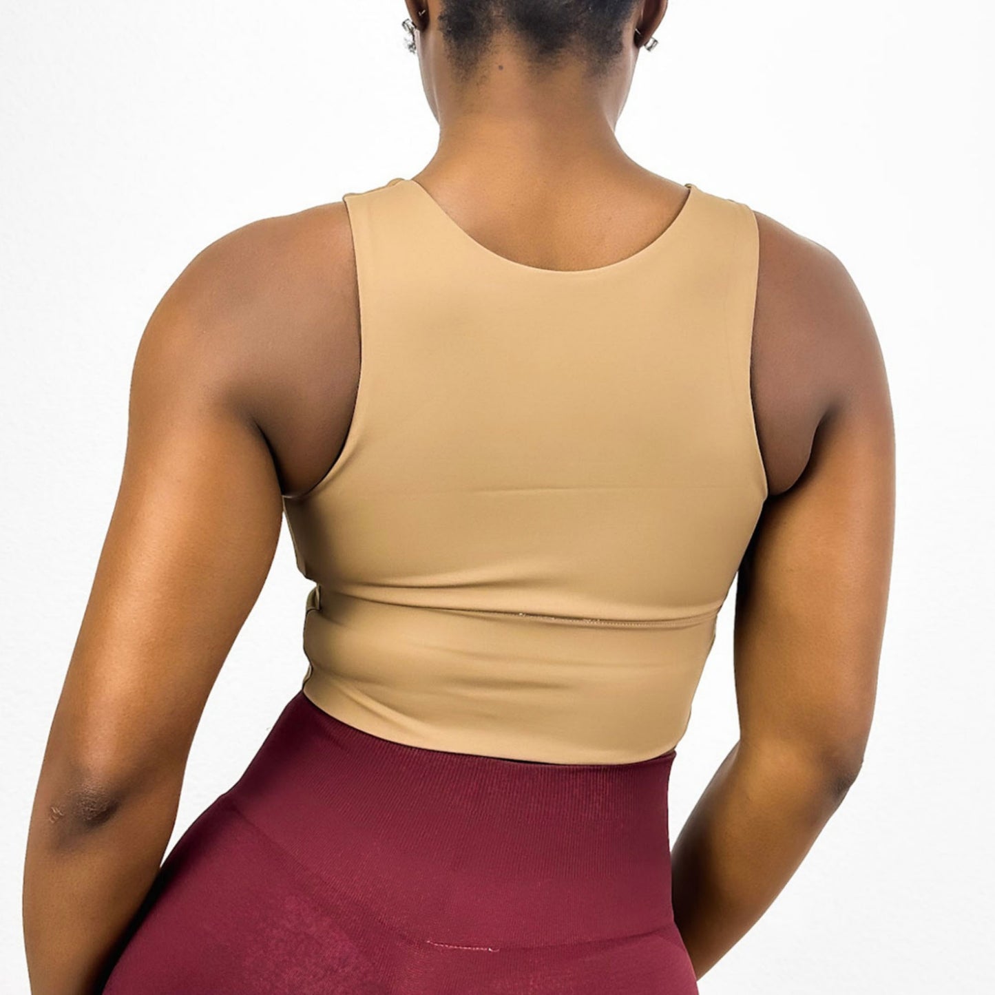 Anna-Kaci Active Women's High Neck Seamless Crop Tank Top with Wide Straps and Stretch Compression Fit