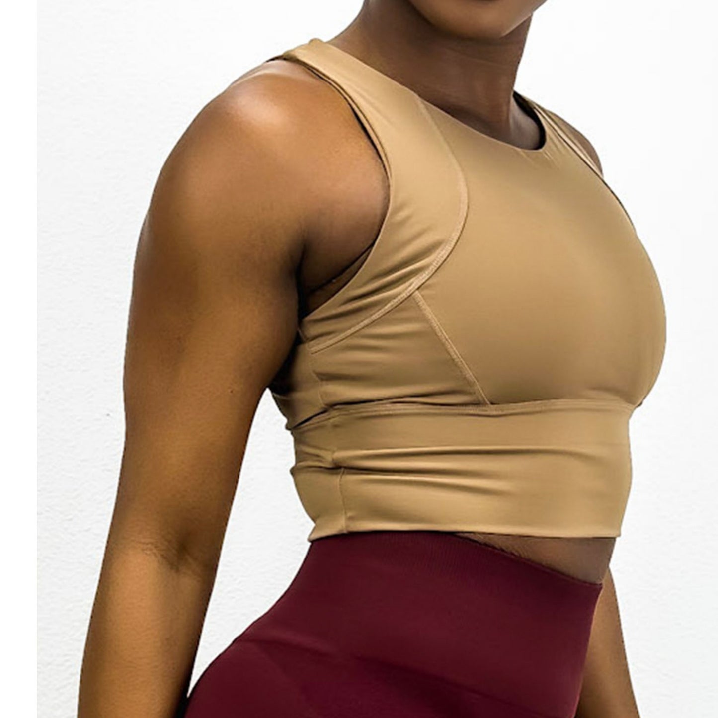 Anna-Kaci Active Women's High Neck Seamless Crop Tank Top with Wide Straps and Stretch Compression Fit