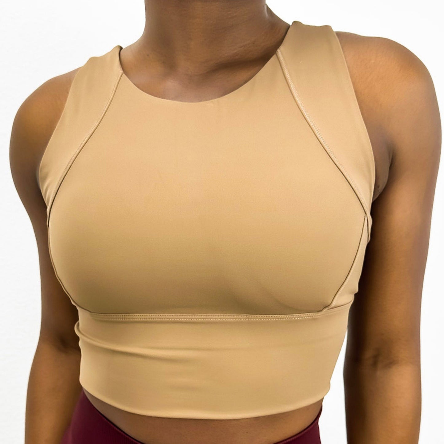 Anna-Kaci Active Women's High Neck Seamless Crop Tank Top with Wide Straps and Stretch Compression Fit