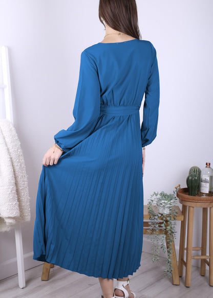 Surplice Neck Pleated Dress