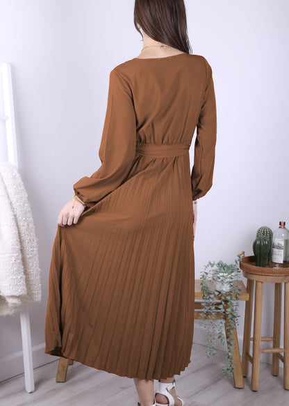 Surplice Neck Pleated Dress