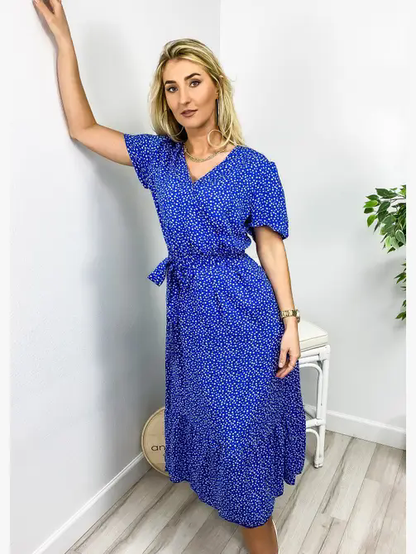 Ditsy Floral Ruffle Hem Midi Dress
