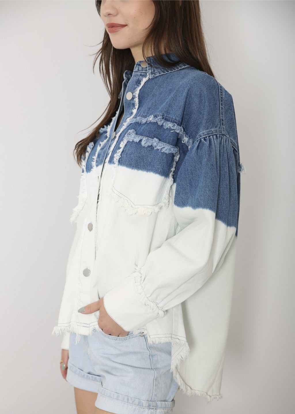 Frayed Detail Tie-Dye Shacket