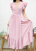 Vestido de escote pronunciado con lunares suizos 