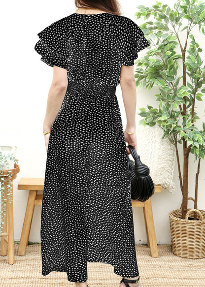 Vestido fruncido con estampado de guepardo 