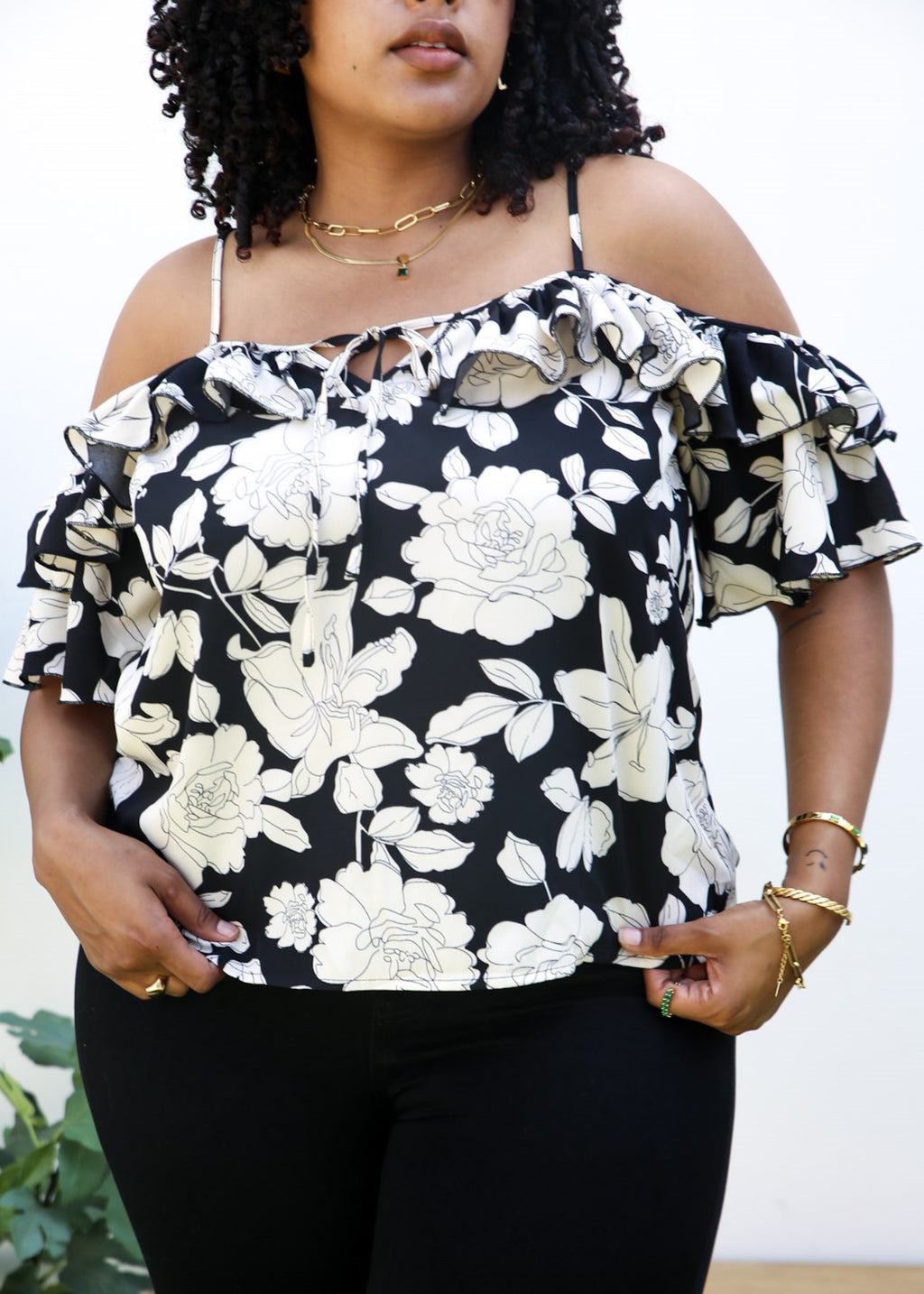Blusa de tirantes con estampado floral boho de talla grande