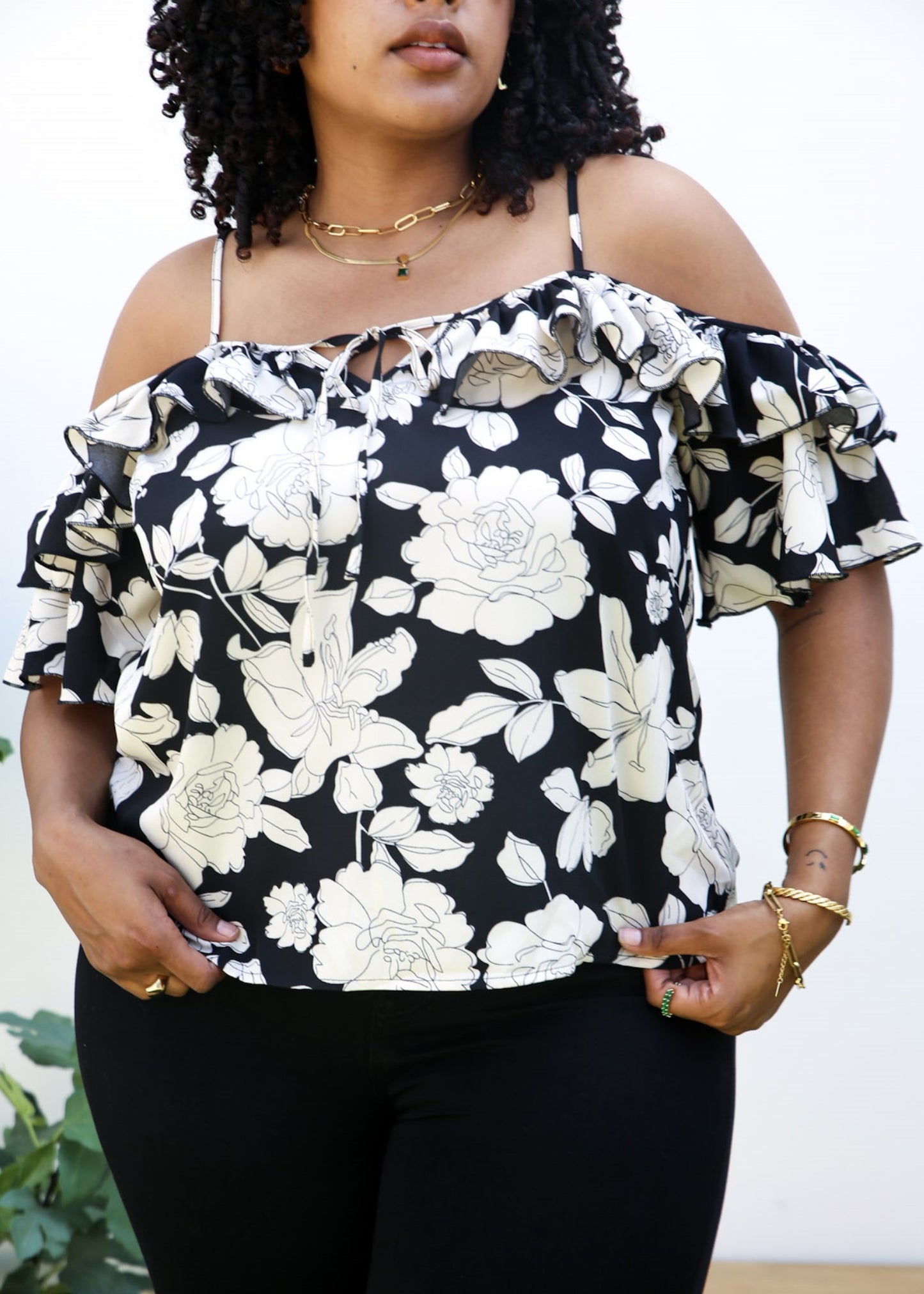 Blusa de tirantes con estampado floral boho de talla grande