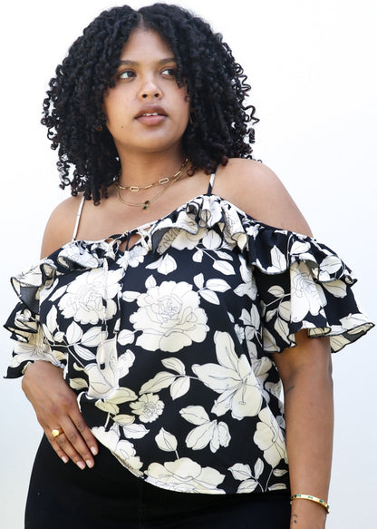 Blusa de tirantes con estampado floral boho de talla grande