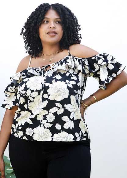 Blusa de tirantes con estampado floral boho de talla grande