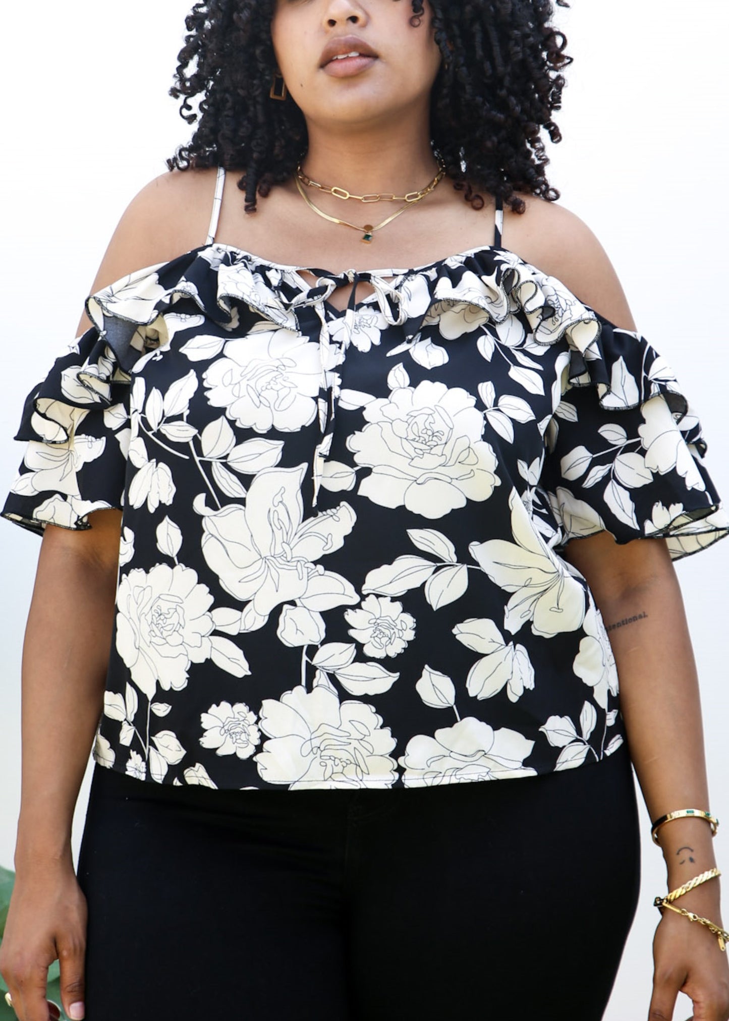 Blusa de tirantes con estampado floral boho de talla grande