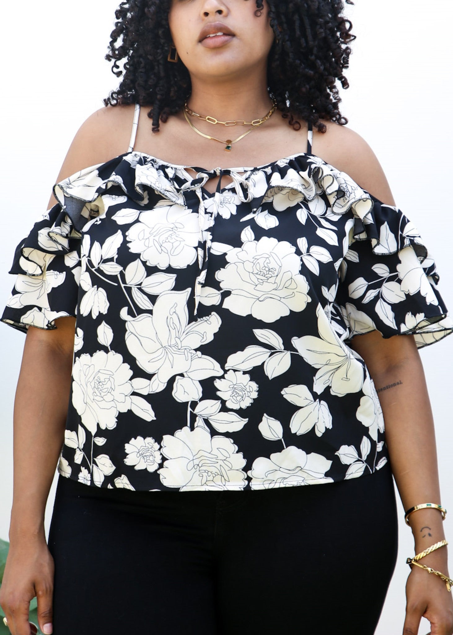 Blusa de tirantes con estampado floral boho de talla grande