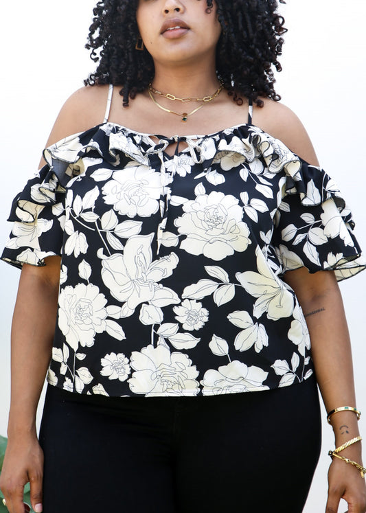 Blusa de tirantes con estampado floral boho de talla grande