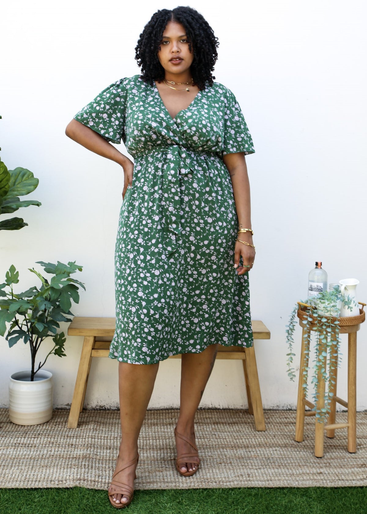 light green plus size dress Maxi Pink Floral Color:Green Leaf Floral Erica Women's Wide MADE IN USA Content bj2020