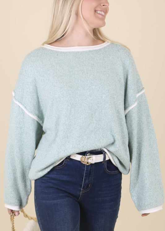 Contrast Stitching Relaxed Knit Sweater