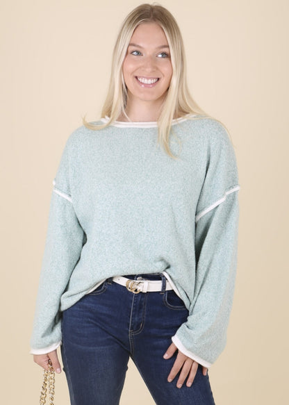 Contrast Stitching Relaxed Knit Sweater