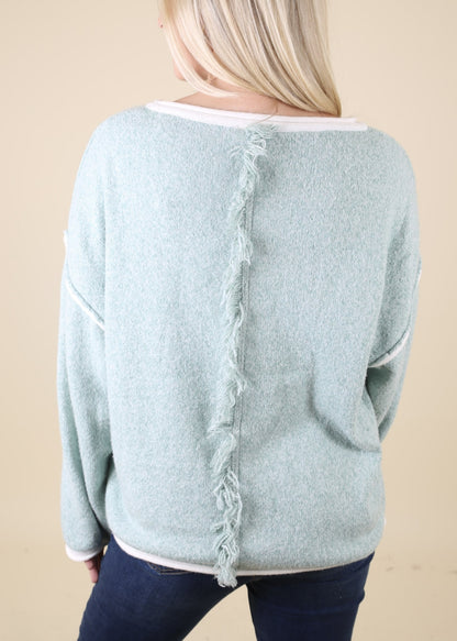 Contrast Stitching Relaxed Knit Sweater