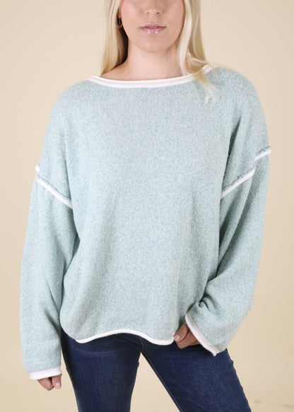 Contrast Stitching Relaxed Knit Sweater