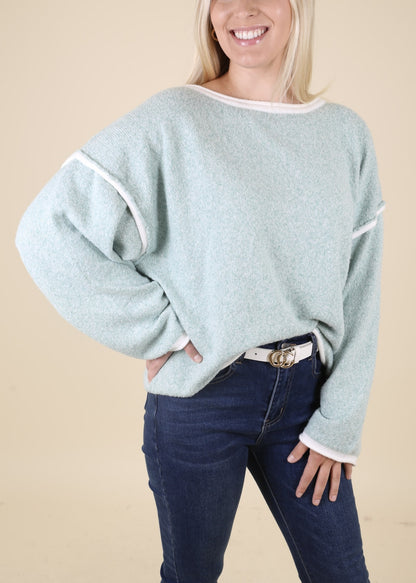 Contrast Stitching Relaxed Knit Sweater