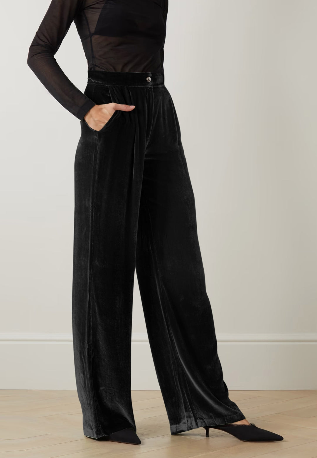 Pantalones de terciopelo con cintura alta