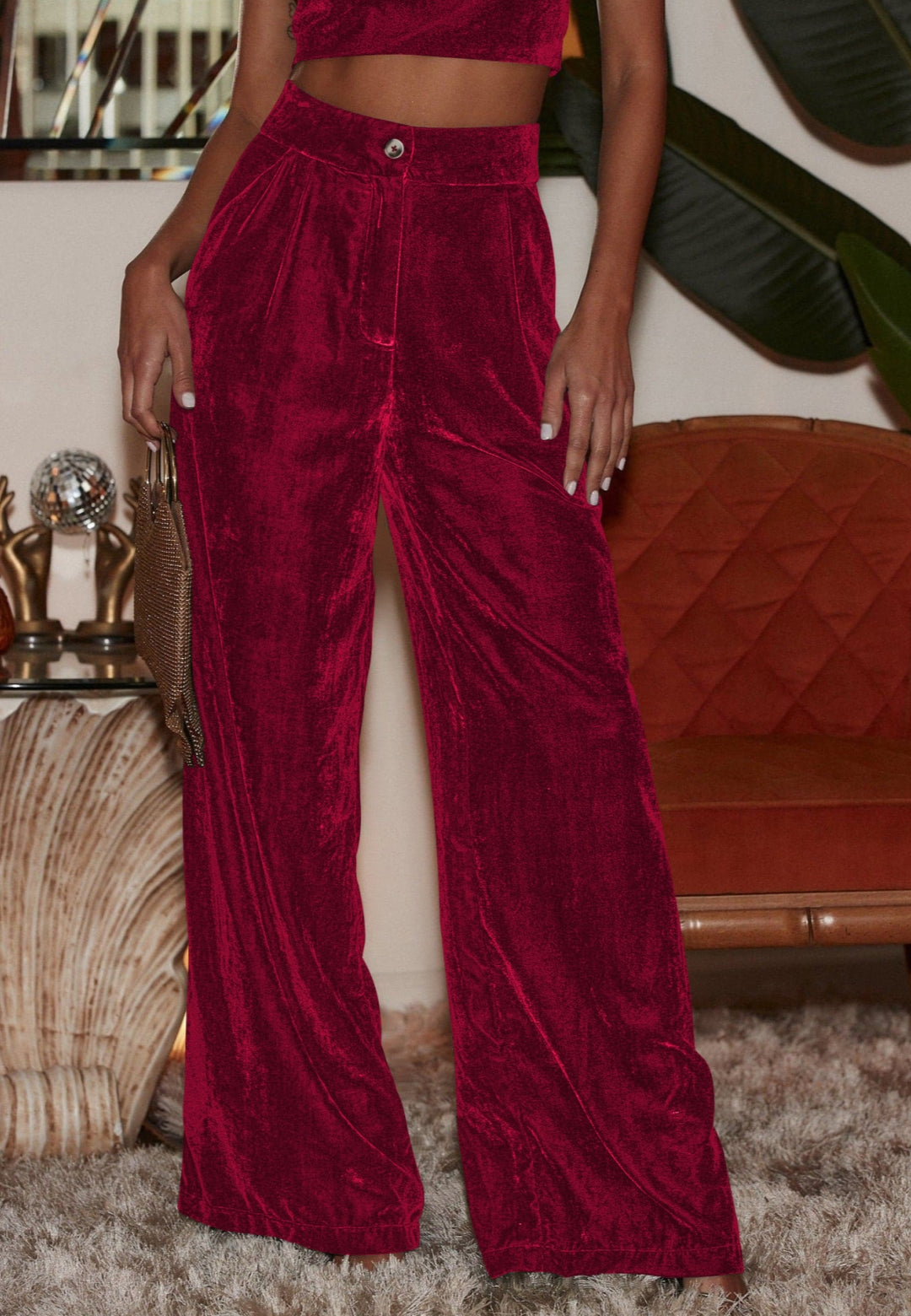 Pantalones de terciopelo con cintura alta