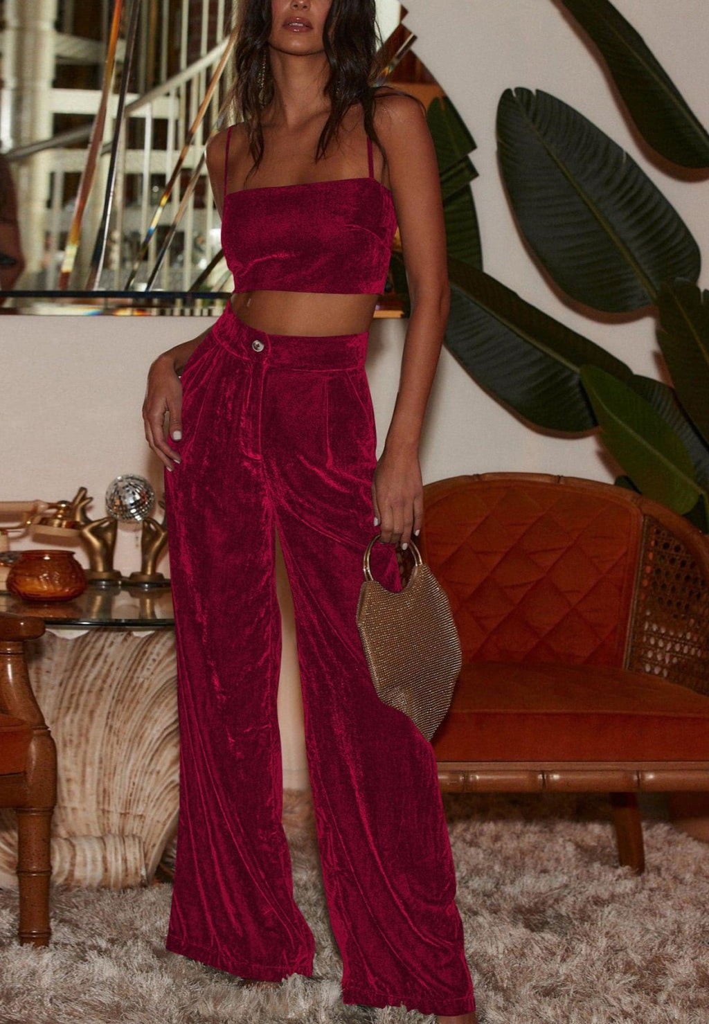 Pantalones de terciopelo con cintura alta