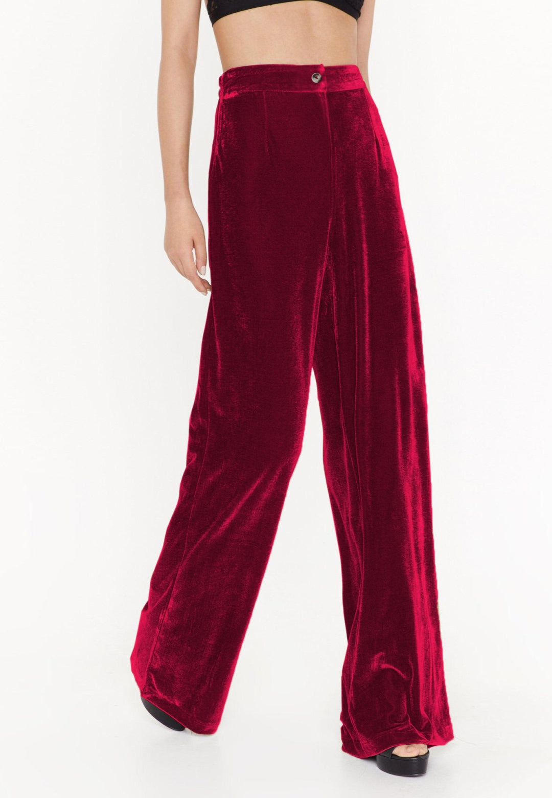 Pantalones de terciopelo con cintura alta
