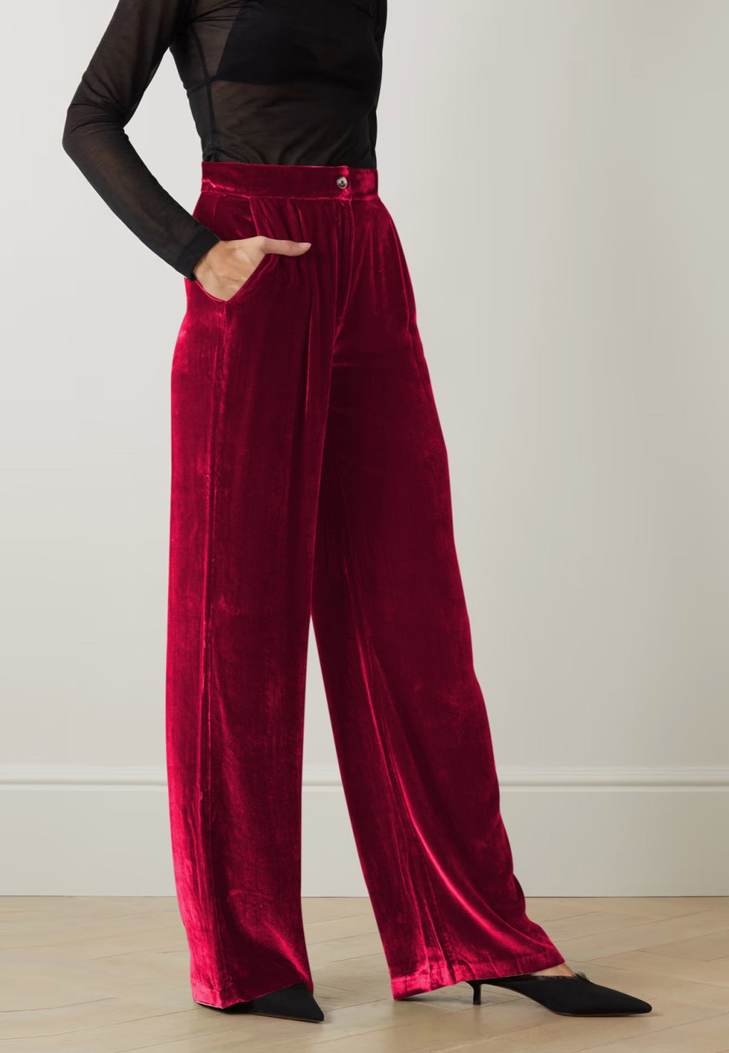 Pantalones de terciopelo con cintura alta