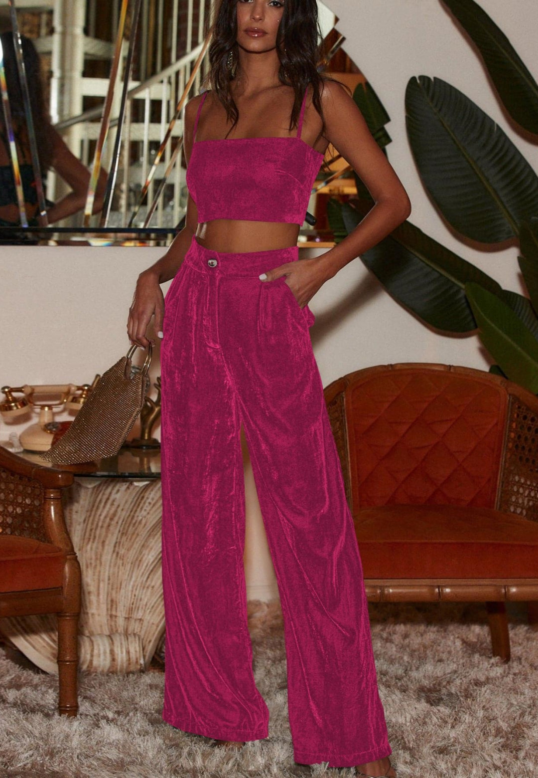 High Waist Velvet Trousers