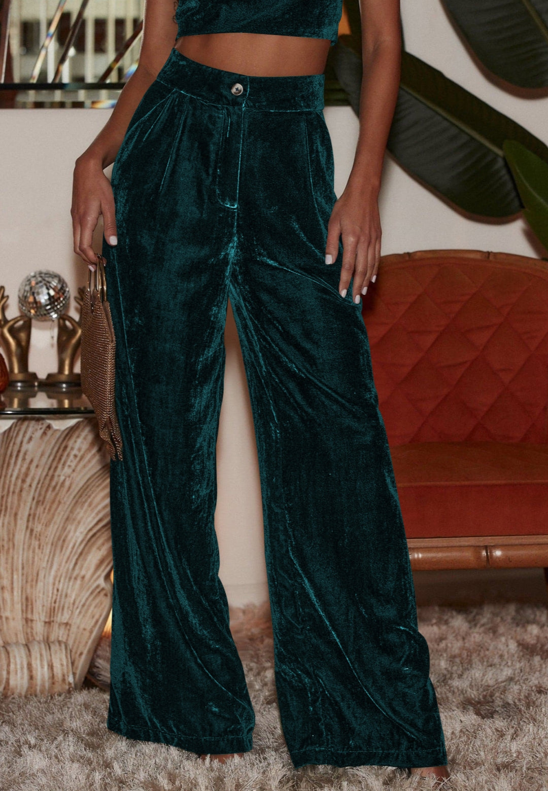 Pantalones de terciopelo con cintura alta
