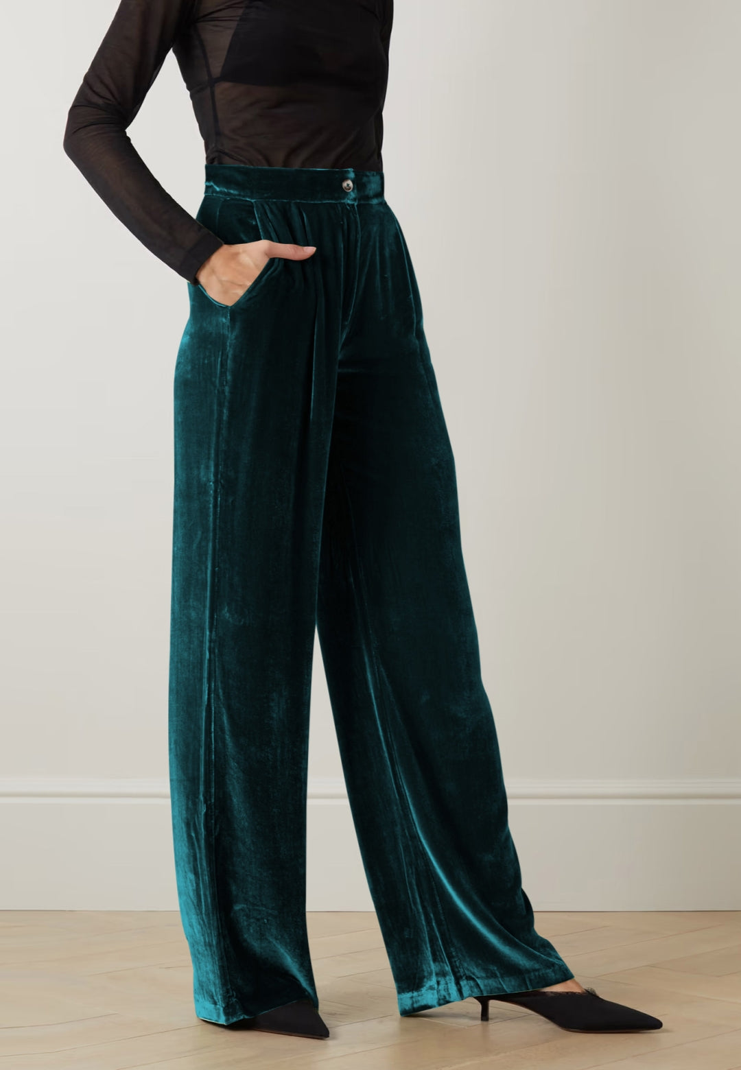 Pantalones de terciopelo con cintura alta