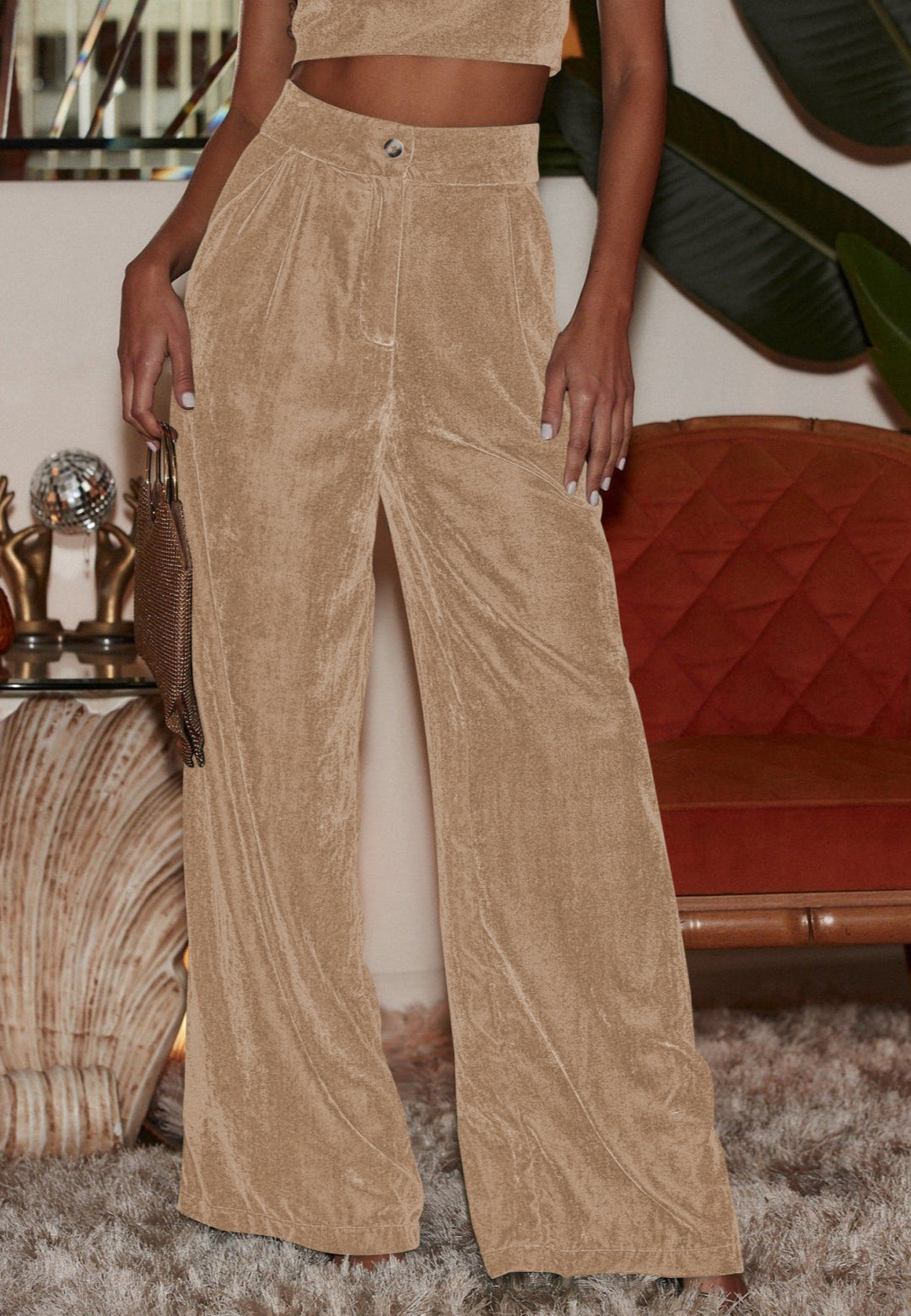 High Waist Velvet Trousers