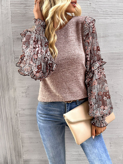 Leopard Bishop Sleeve Sweater